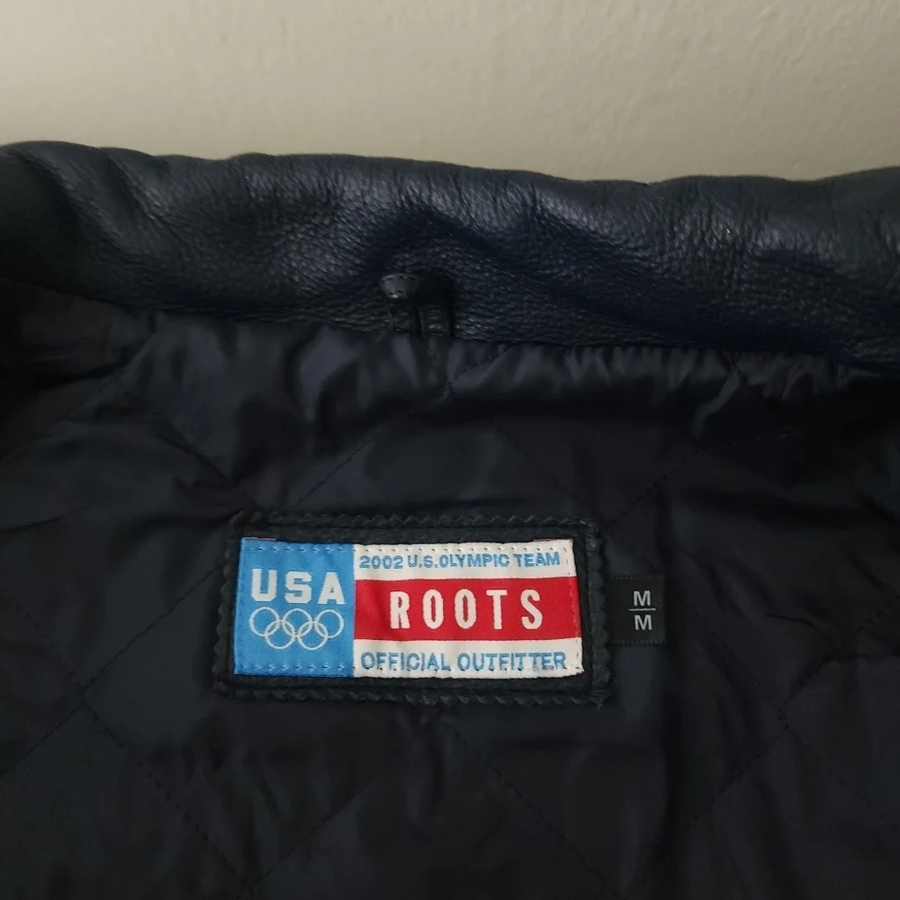Vintage Roots Official 2002 U.S. Olympic Team Wool Leather Jacket